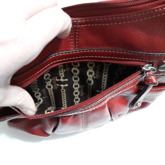 Tignanello red shoulder bag pebbled leather Y2K 90s style - Picture 7 of 15
